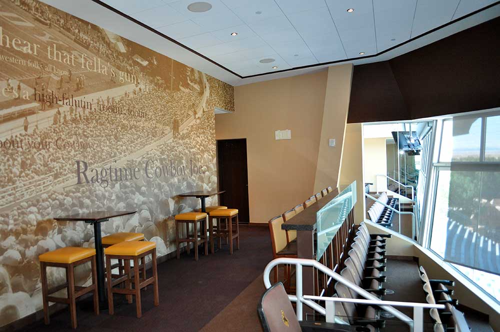 U of Wyoming Box Seats wallcovering for football stadium box seats Wyoming