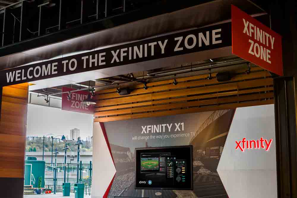Xfinity creates a retail display within safeco field