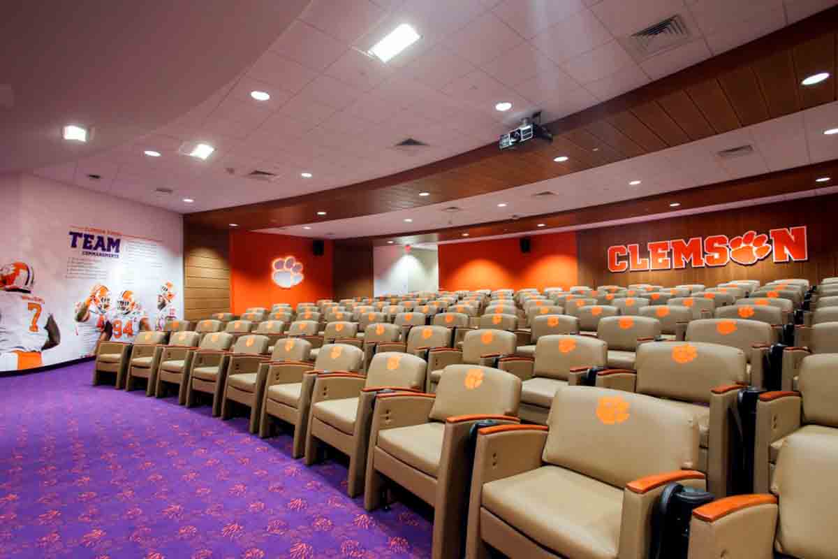 theatre room for the university of Clemson football team