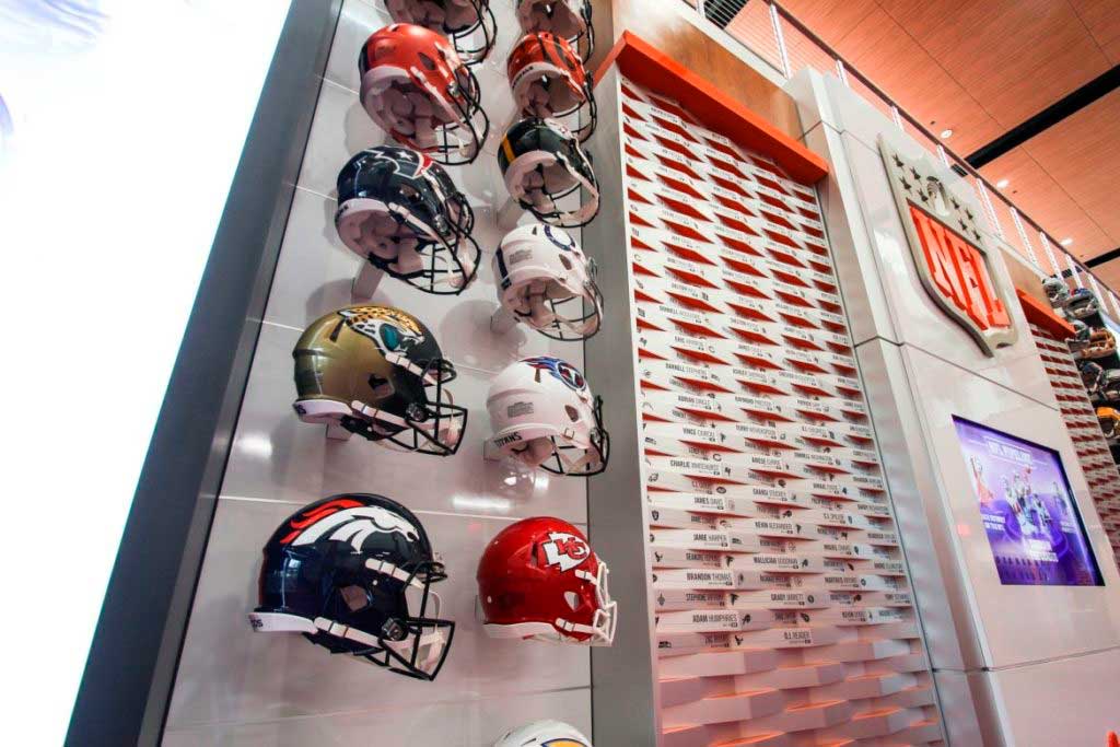 NFL helmet display exhibit capabilities
