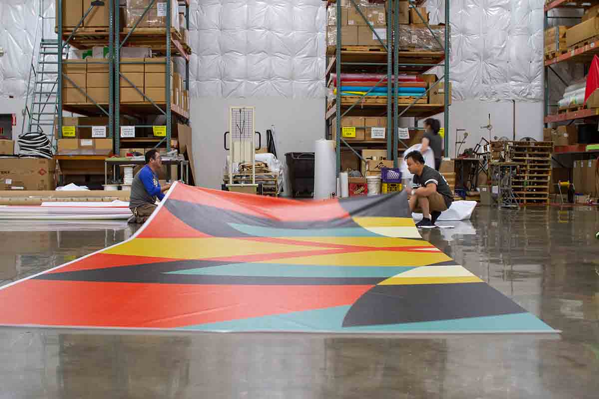 production of a large format printing mural