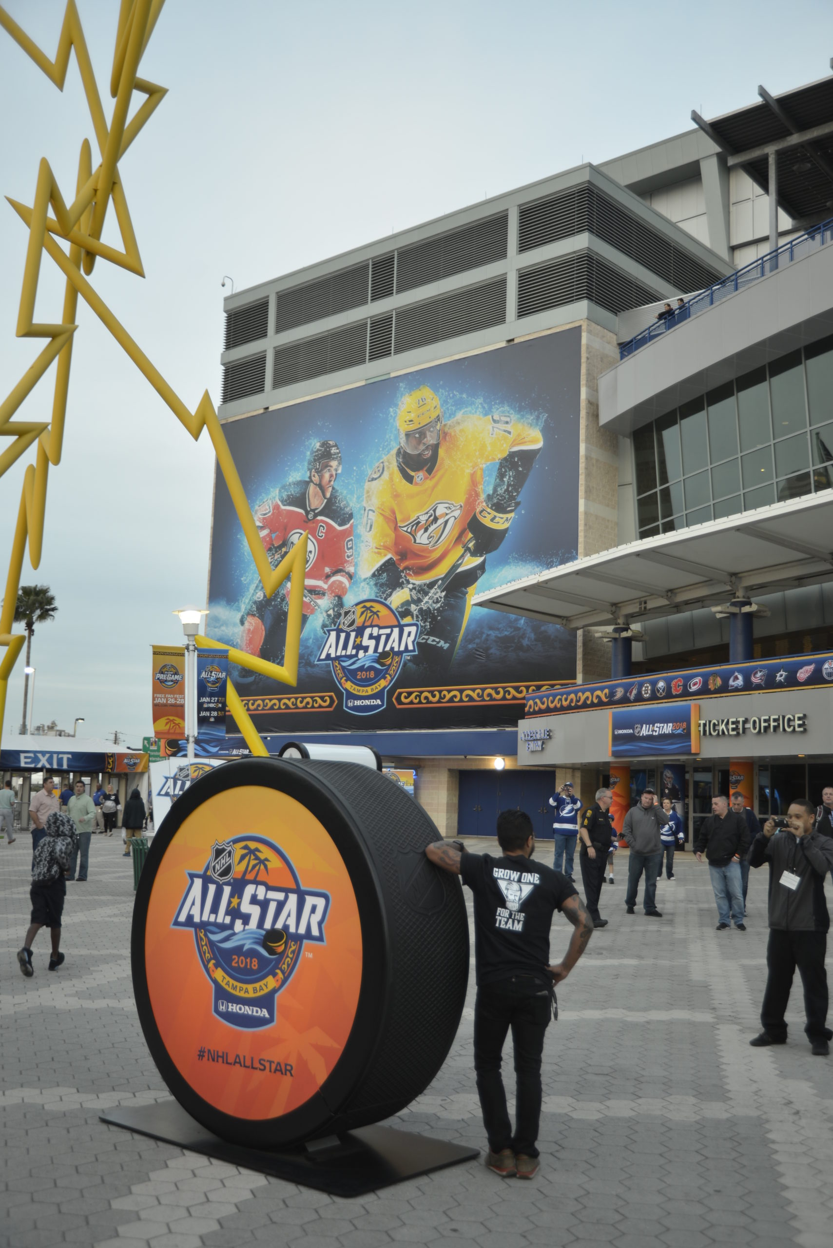 lifesize hockey pucks for the 2018 all star NHL game