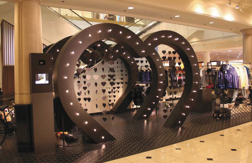 large arching photobooth display for nordstrom
