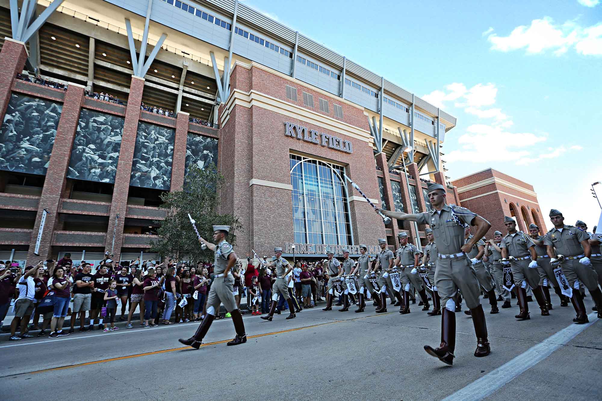 parade outside of kyle field custom banners