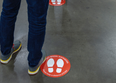 Rainier Display's list of products includes social distancing floor graphics