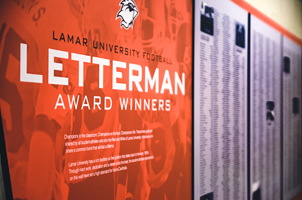 Letterman Award Display at Lamar University