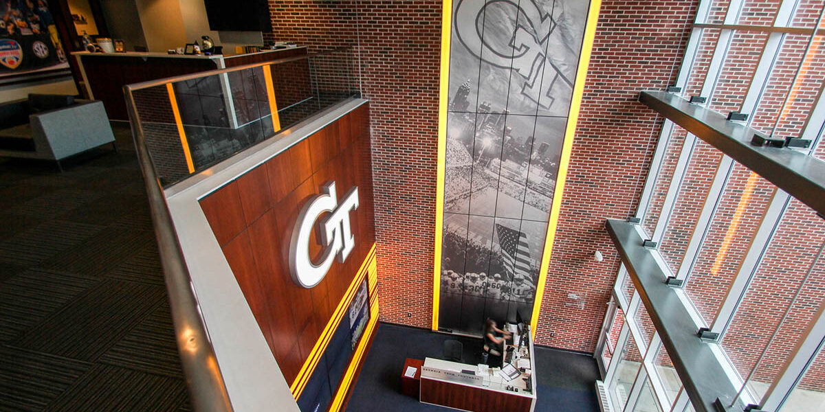 view from the second floor of the Georgia Tech Football lobby